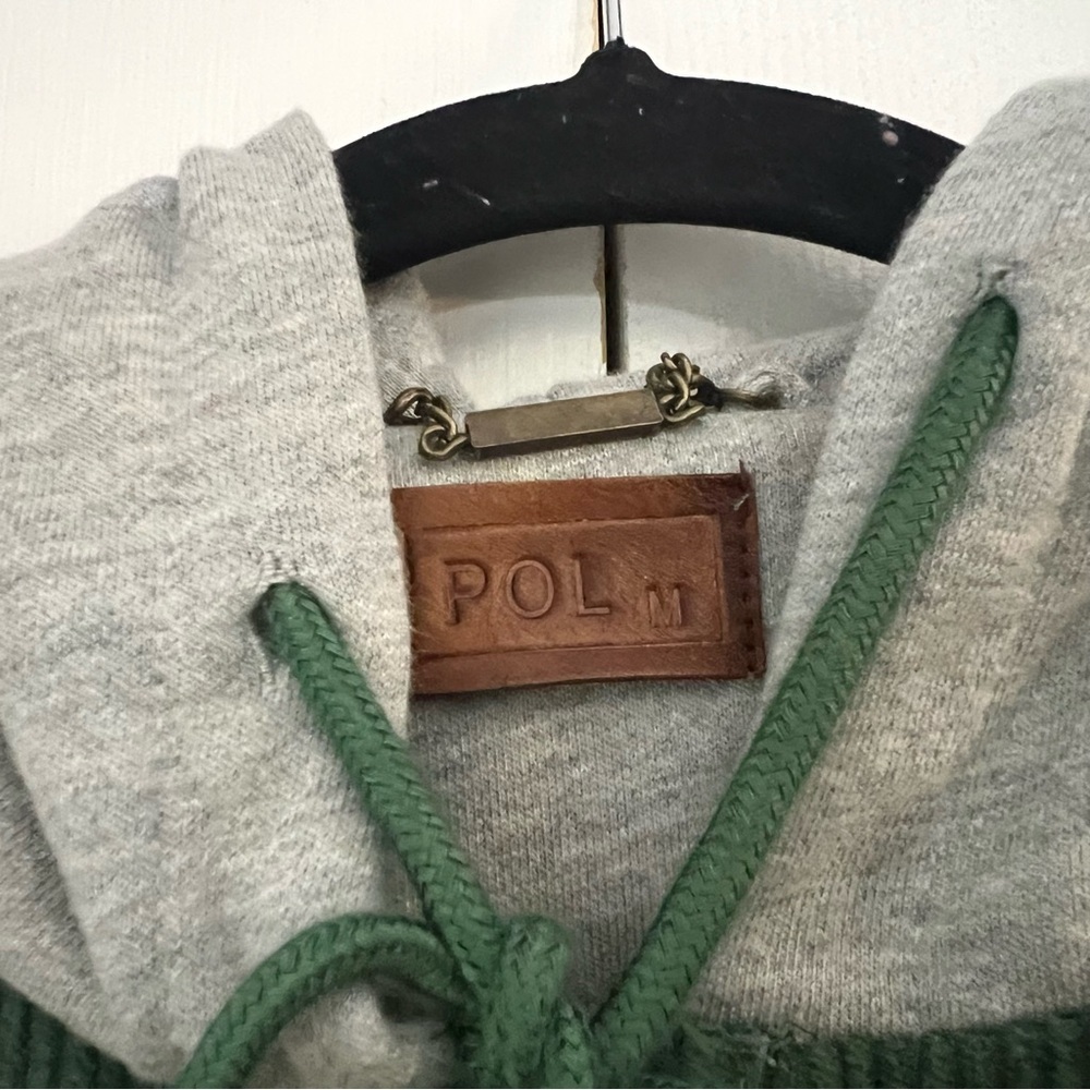 POL Corduroy Jacket Coat Green Hooded Womens Size Medium Lined Gray - Picture 6 of 6